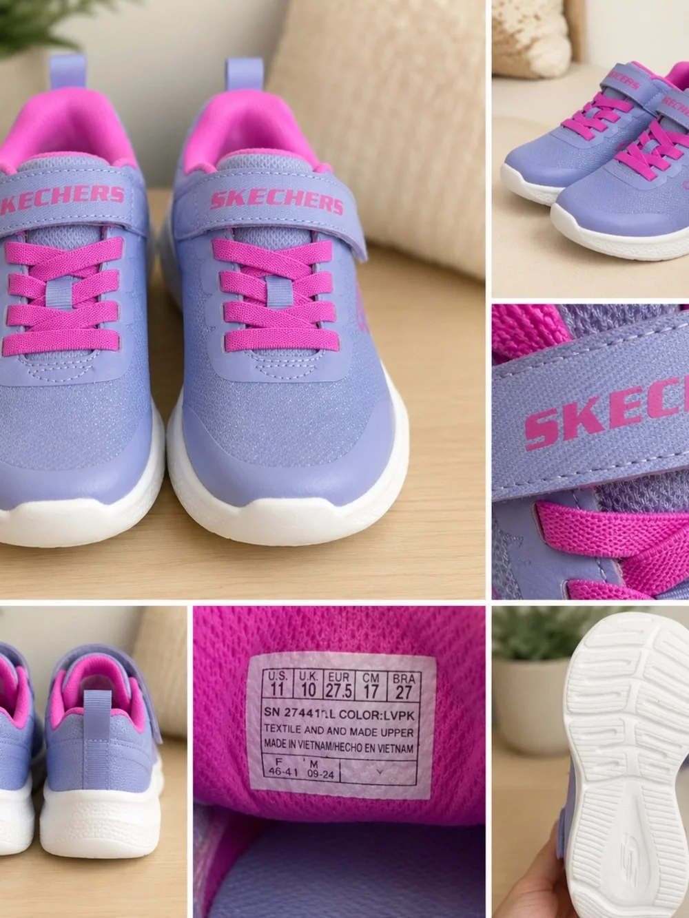 Skechers Girls Lavender Pink Sparkle Sneakers Size 11 – New
